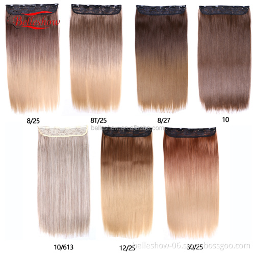 Hot sell  brand straight hair cheap  Factory Wholesale Customized 5 clips Thick Ends clip in hair extensions